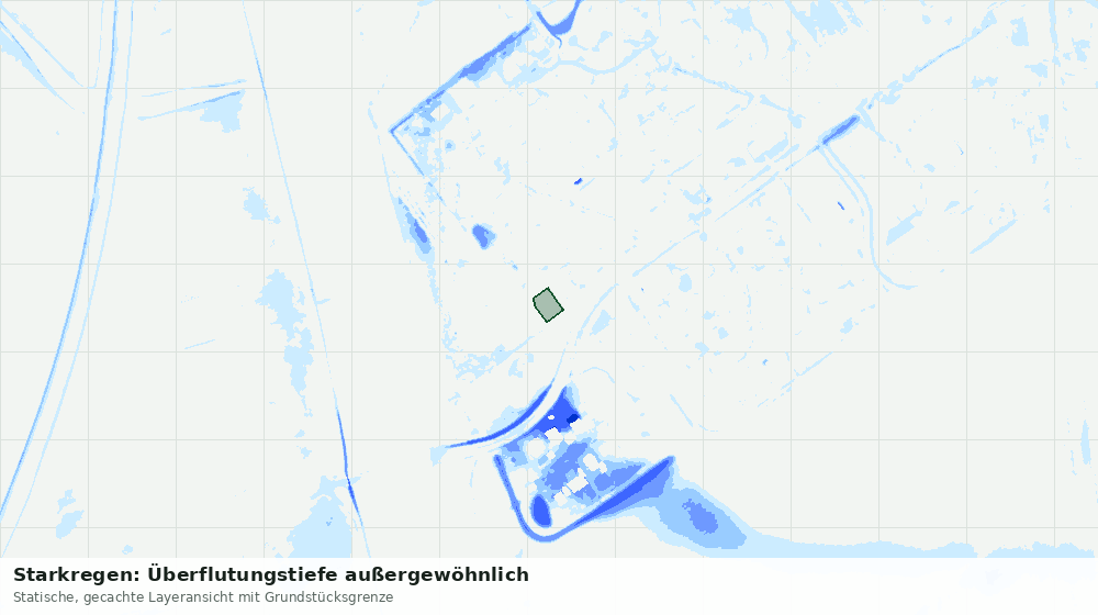 Statische Kartenansicht: Starkregen: Überflutungstiefe außergewöhnlich