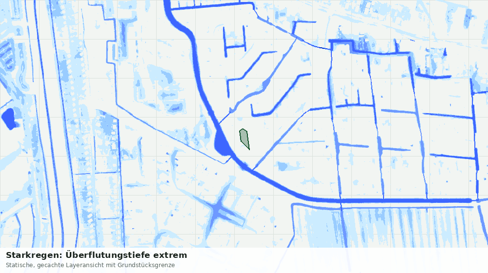Statische Kartenansicht: Starkregen: Überflutungstiefe extrem
