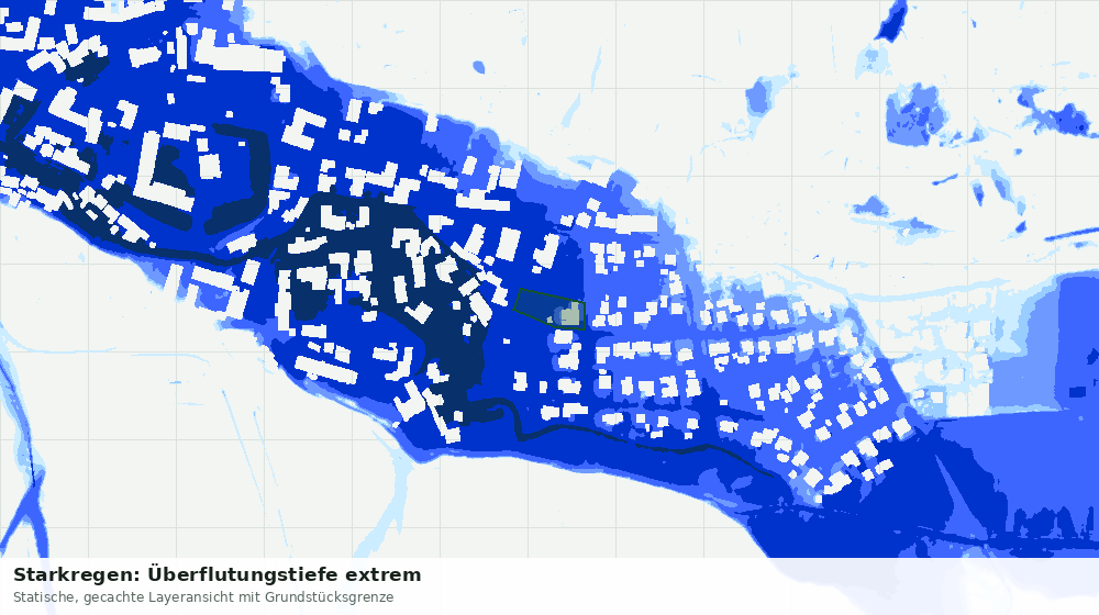 Statische Kartenansicht: Starkregen: Überflutungstiefe extrem