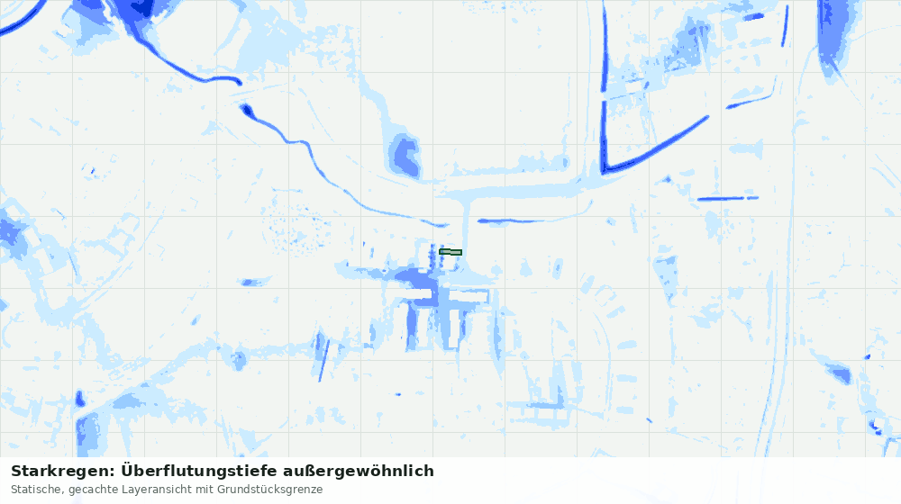 Statische Kartenansicht: Starkregen: Überflutungstiefe außergewöhnlich