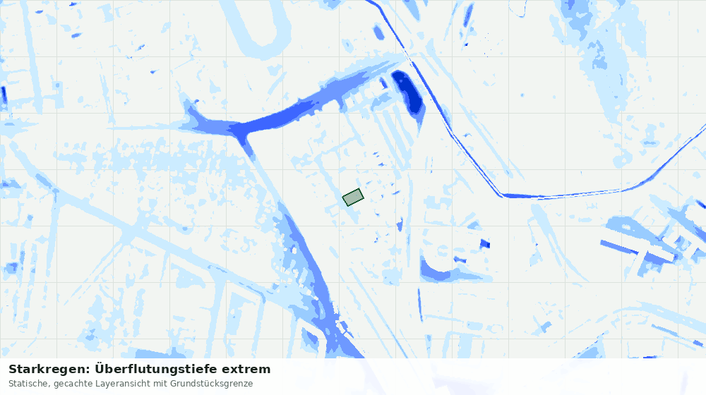 Statische Kartenansicht: Starkregen: Überflutungstiefe extrem