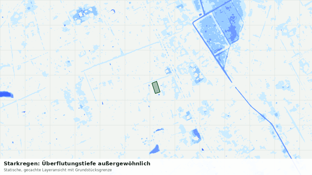 Statische Kartenansicht: Starkregen: Überflutungstiefe außergewöhnlich