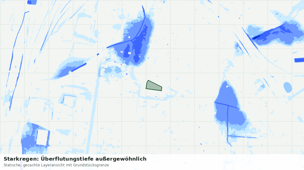Statische Kartenansicht: Starkregen: Überflutungstiefe außergewöhnlich