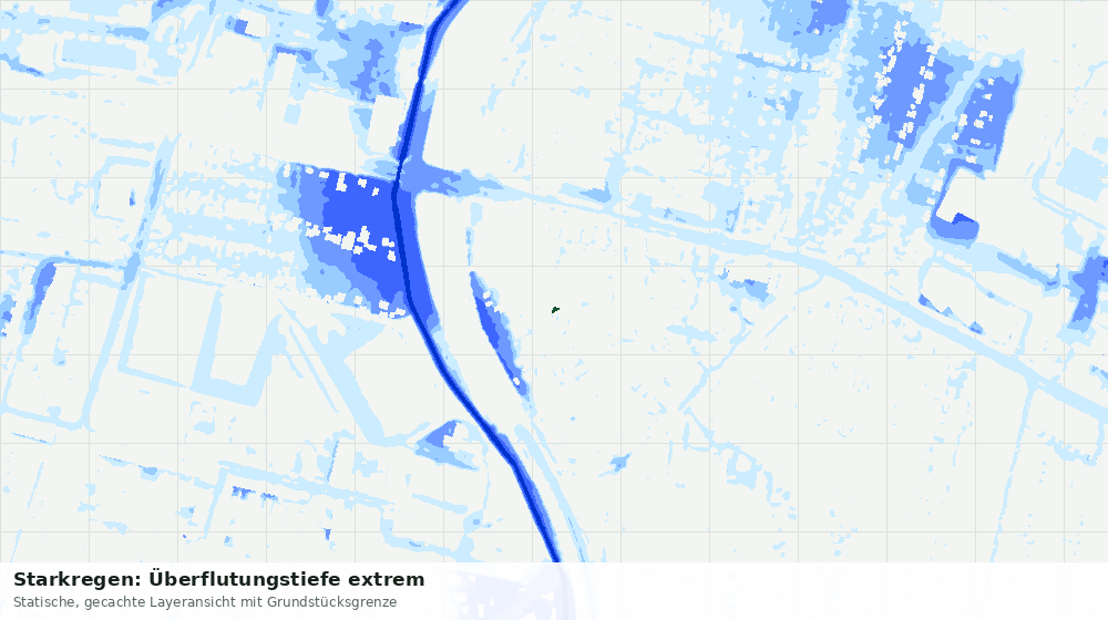 Statische Kartenansicht: Starkregen: Überflutungstiefe extrem