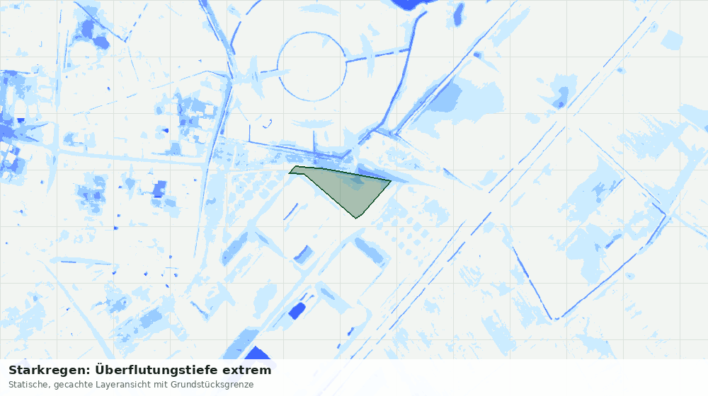 Statische Kartenansicht: Starkregen: Überflutungstiefe extrem