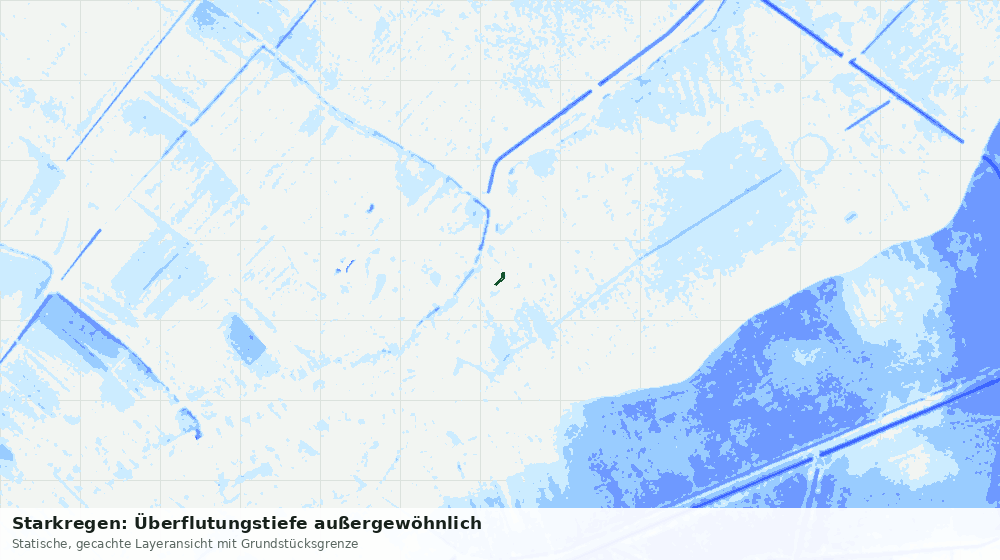 Statische Kartenansicht: Starkregen: Überflutungstiefe außergewöhnlich