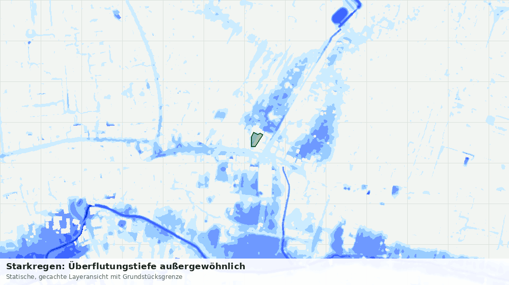 Statische Kartenansicht: Starkregen: Überflutungstiefe außergewöhnlich