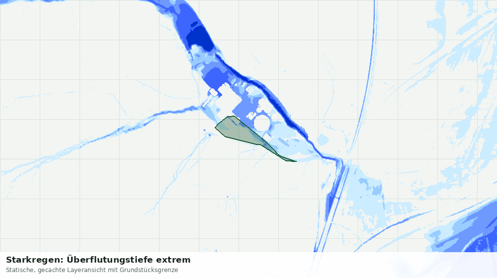 Statische Kartenansicht: Starkregen: Überflutungstiefe extrem