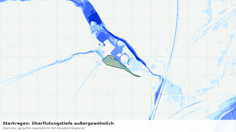 Statische Kartenansicht: Starkregen: Überflutungstiefe außergewöhnlich