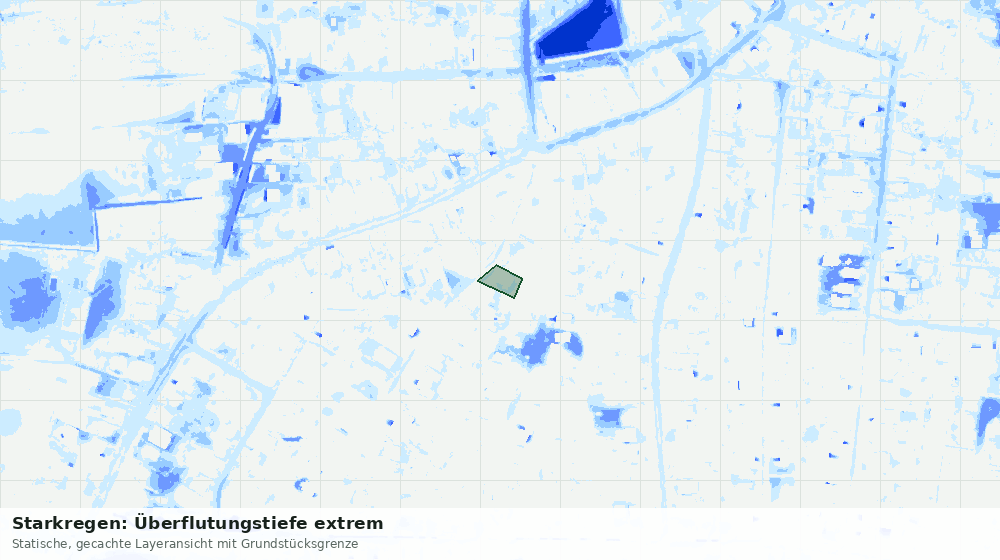 Statische Kartenansicht: Starkregen: Überflutungstiefe extrem