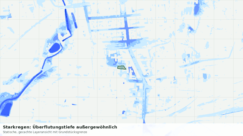 Statische Kartenansicht: Starkregen: Überflutungstiefe außergewöhnlich