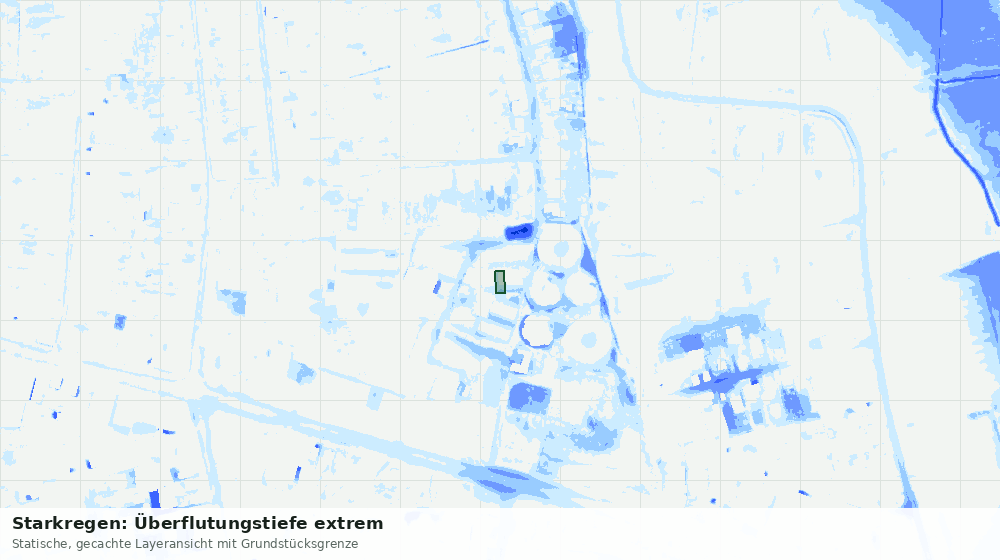 Statische Kartenansicht: Starkregen: Überflutungstiefe extrem