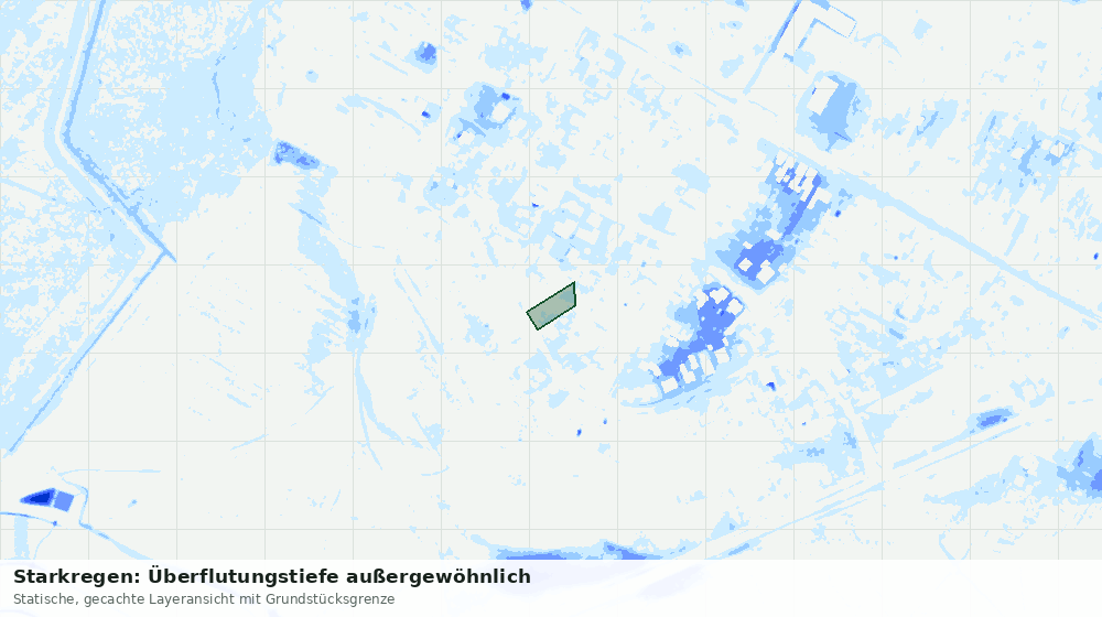 Statische Kartenansicht: Starkregen: Überflutungstiefe außergewöhnlich