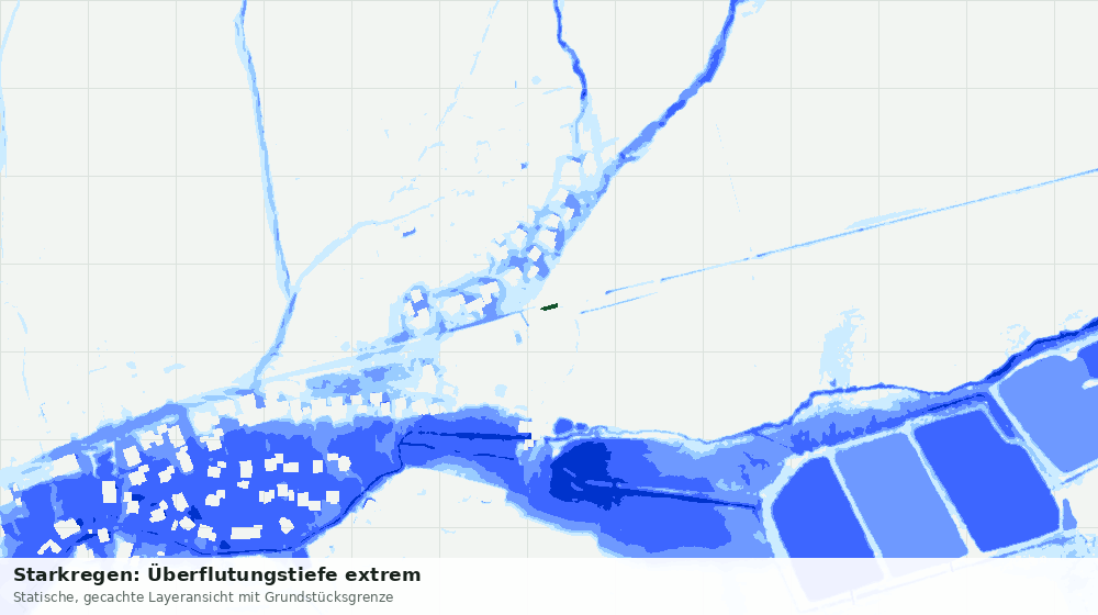 Statische Kartenansicht: Starkregen: Überflutungstiefe extrem