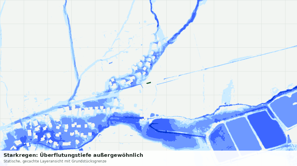 Statische Kartenansicht: Starkregen: Überflutungstiefe außergewöhnlich