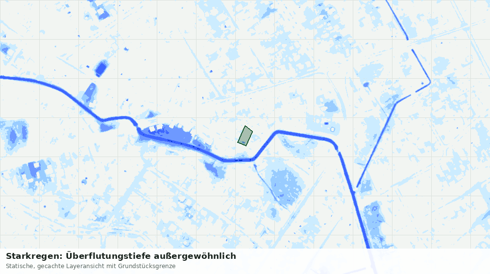 Statische Kartenansicht: Starkregen: Überflutungstiefe außergewöhnlich
