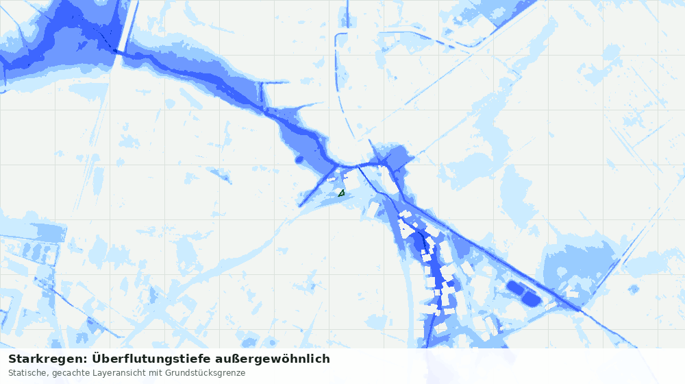 Statische Kartenansicht: Starkregen: Überflutungstiefe außergewöhnlich