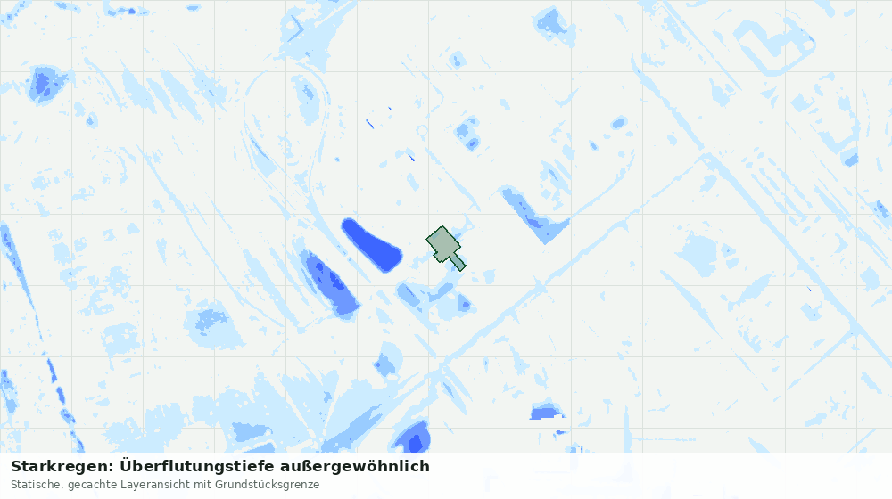 Statische Kartenansicht: Starkregen: Überflutungstiefe außergewöhnlich