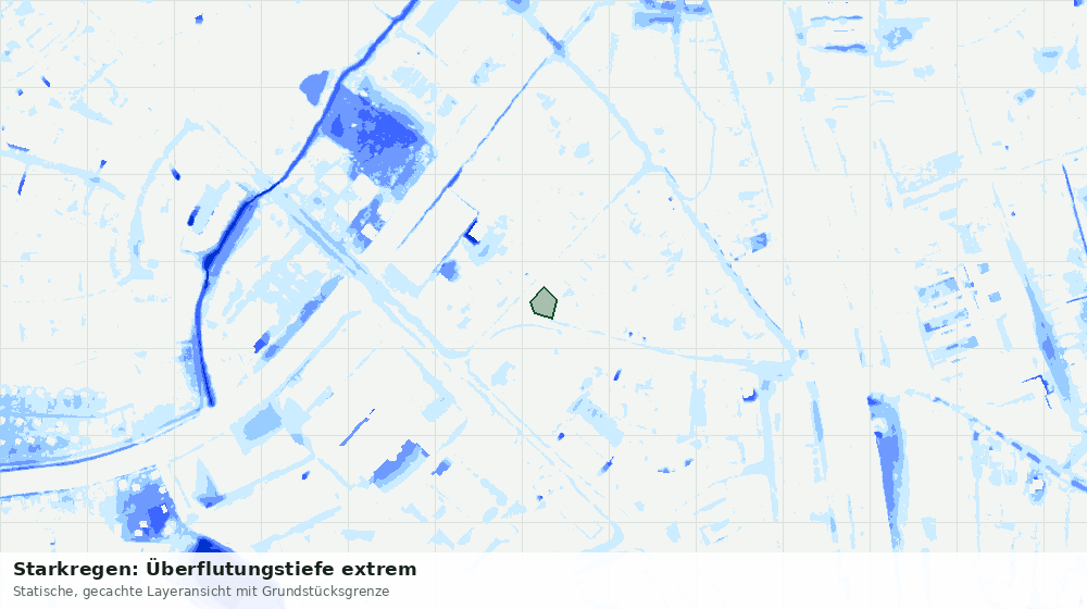 Statische Kartenansicht: Starkregen: Überflutungstiefe extrem