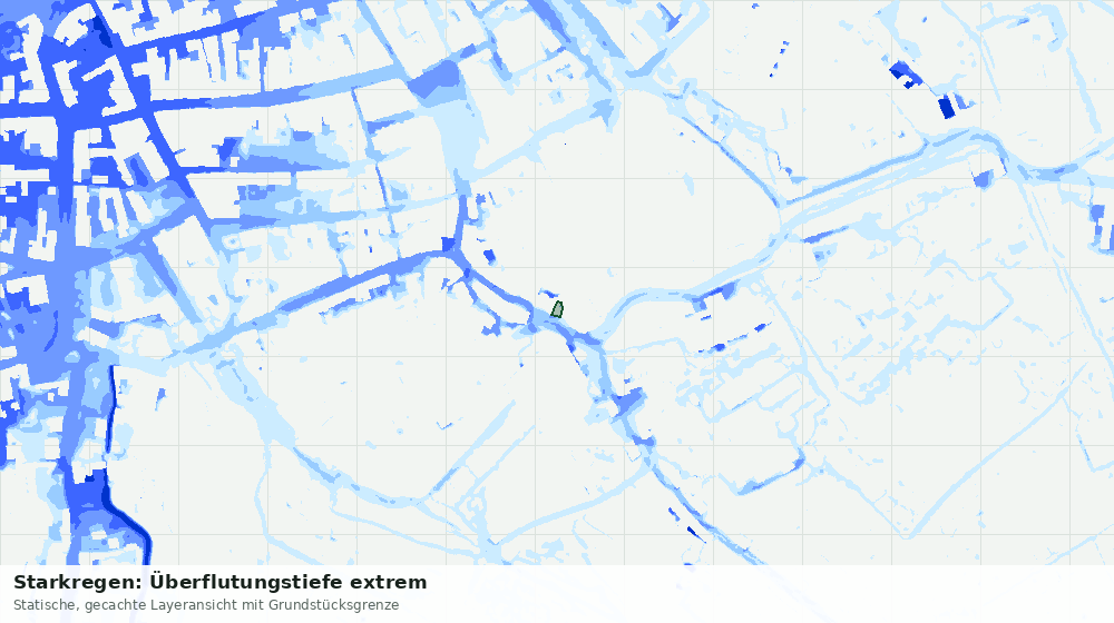 Statische Kartenansicht: Starkregen: Überflutungstiefe extrem