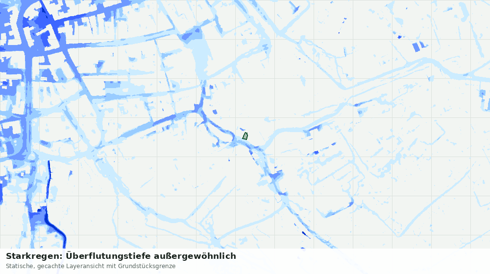 Statische Kartenansicht: Starkregen: Überflutungstiefe außergewöhnlich