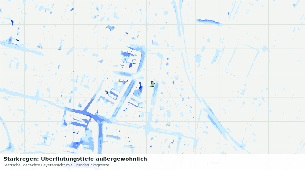 Statische Kartenansicht: Starkregen: Überflutungstiefe außergewöhnlich