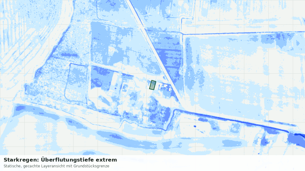Statische Kartenansicht: Starkregen: Überflutungstiefe extrem