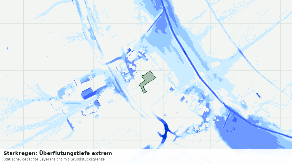 Statische Kartenansicht: Starkregen: Überflutungstiefe extrem