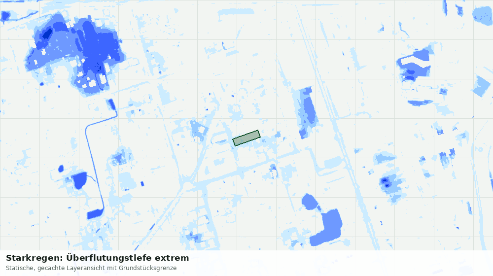 Statische Kartenansicht: Starkregen: Überflutungstiefe extrem