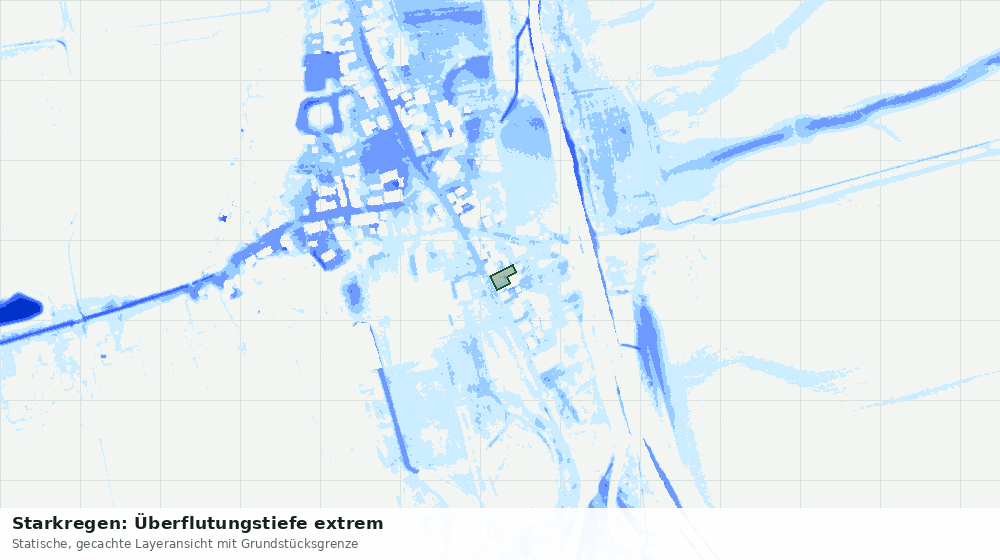 Statische Kartenansicht: Starkregen: Überflutungstiefe extrem