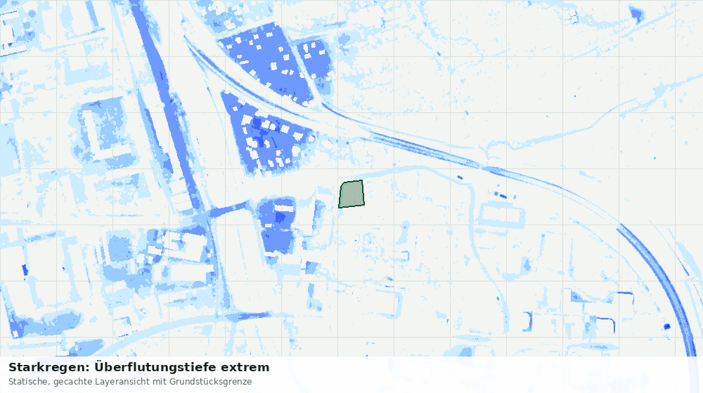 Statische Kartenansicht: Starkregen: Überflutungstiefe extrem