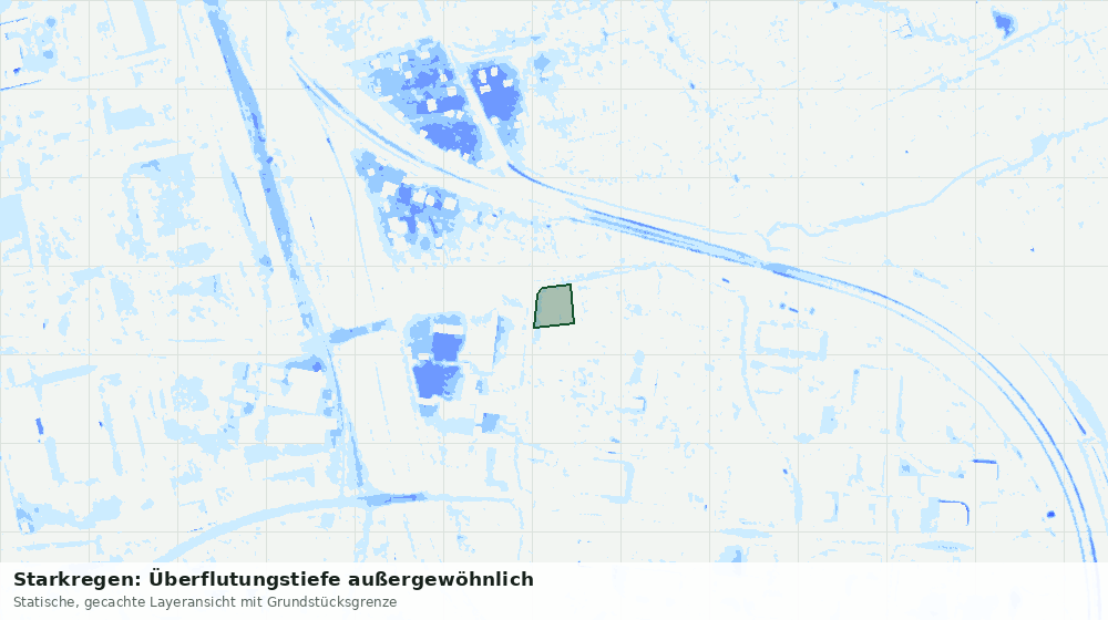 Statische Kartenansicht: Starkregen: Überflutungstiefe außergewöhnlich
