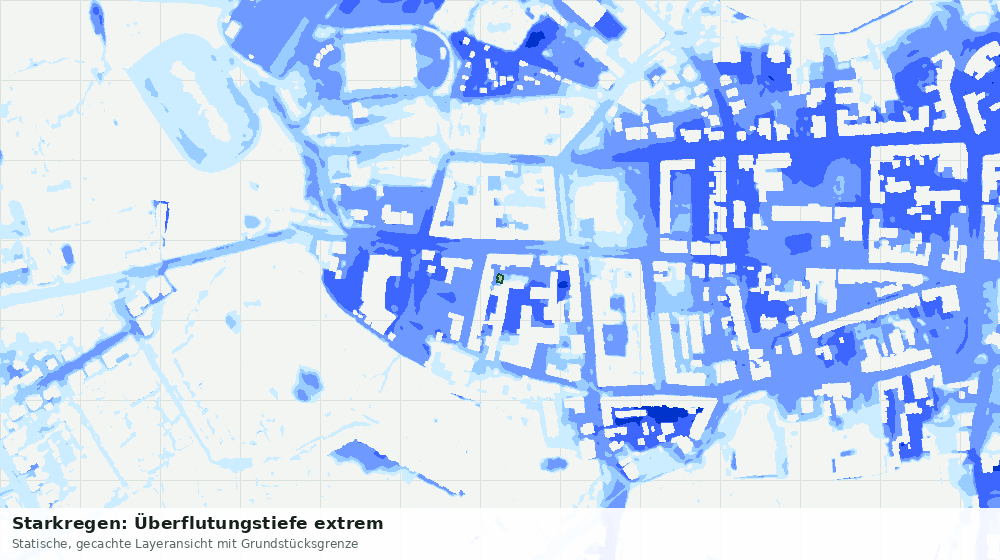 Statische Kartenansicht: Starkregen: Überflutungstiefe extrem