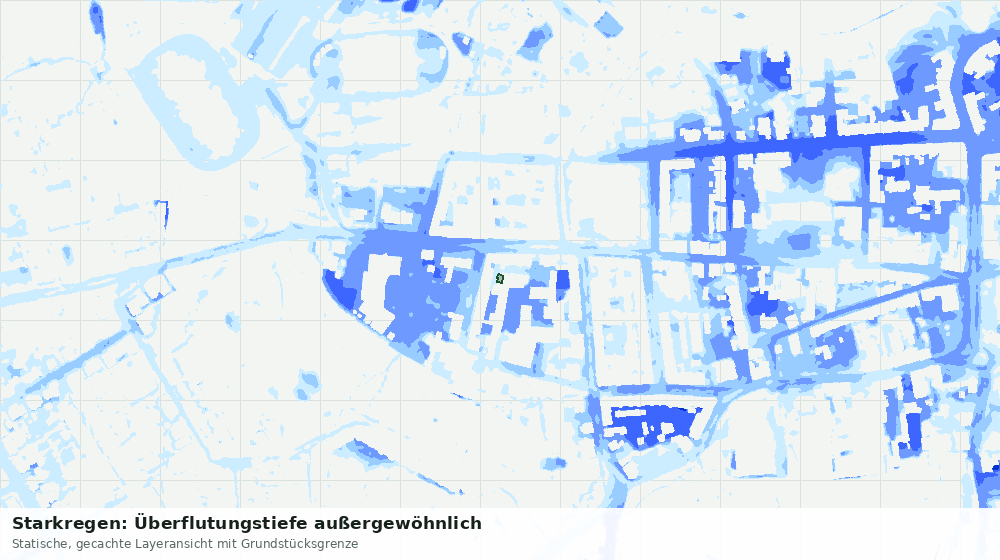 Statische Kartenansicht: Starkregen: Überflutungstiefe außergewöhnlich