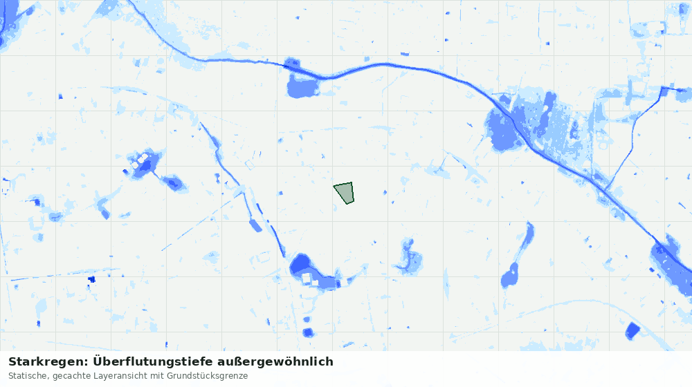 Statische Kartenansicht: Starkregen: Überflutungstiefe außergewöhnlich