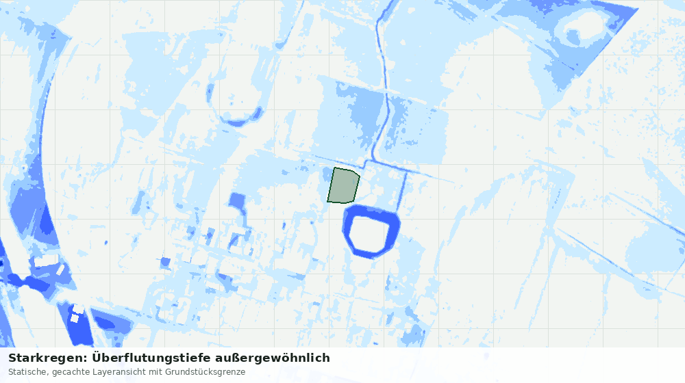 Statische Kartenansicht: Starkregen: Überflutungstiefe außergewöhnlich