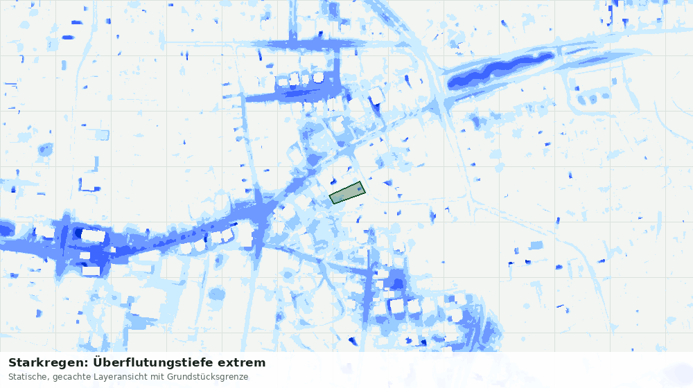 Statische Kartenansicht: Starkregen: Überflutungstiefe extrem