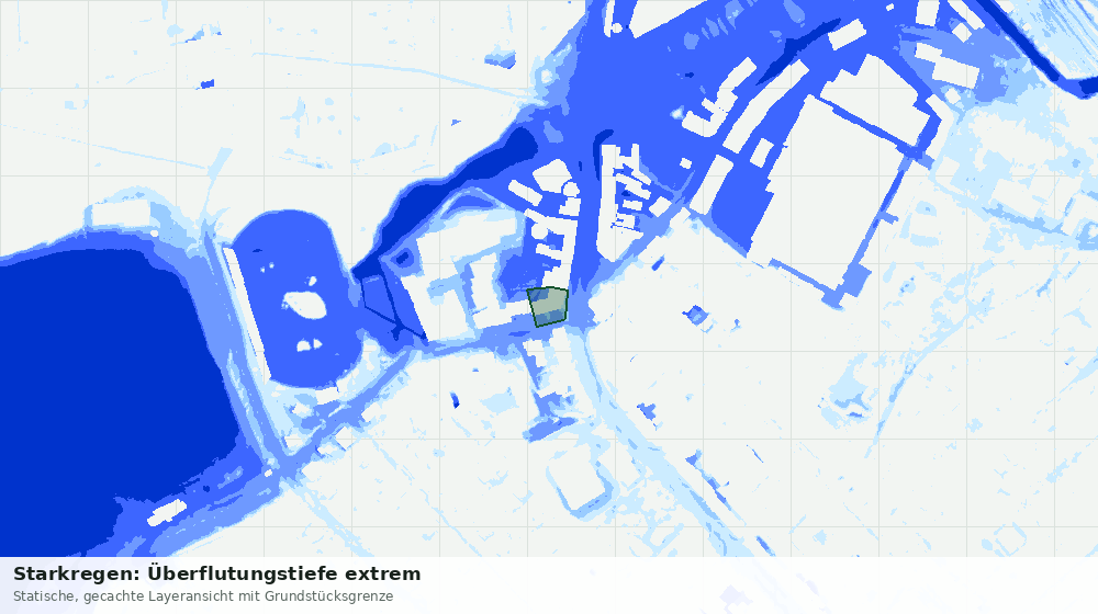 Statische Kartenansicht: Starkregen: Überflutungstiefe extrem