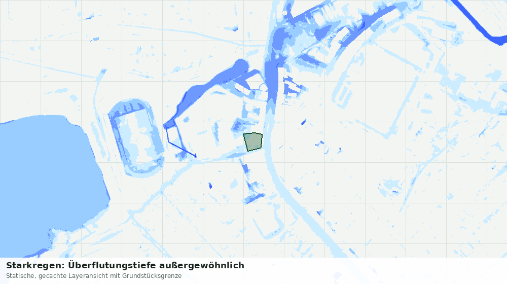 Statische Kartenansicht: Starkregen: Überflutungstiefe außergewöhnlich