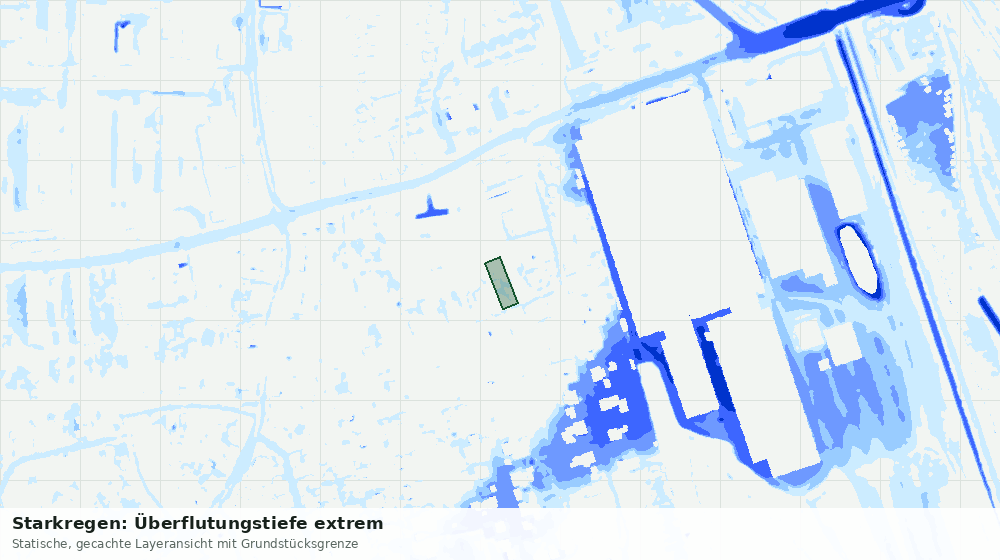 Statische Kartenansicht: Starkregen: Überflutungstiefe extrem