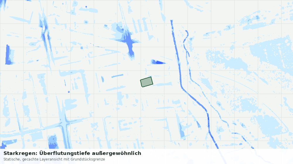 Statische Kartenansicht: Starkregen: Überflutungstiefe außergewöhnlich