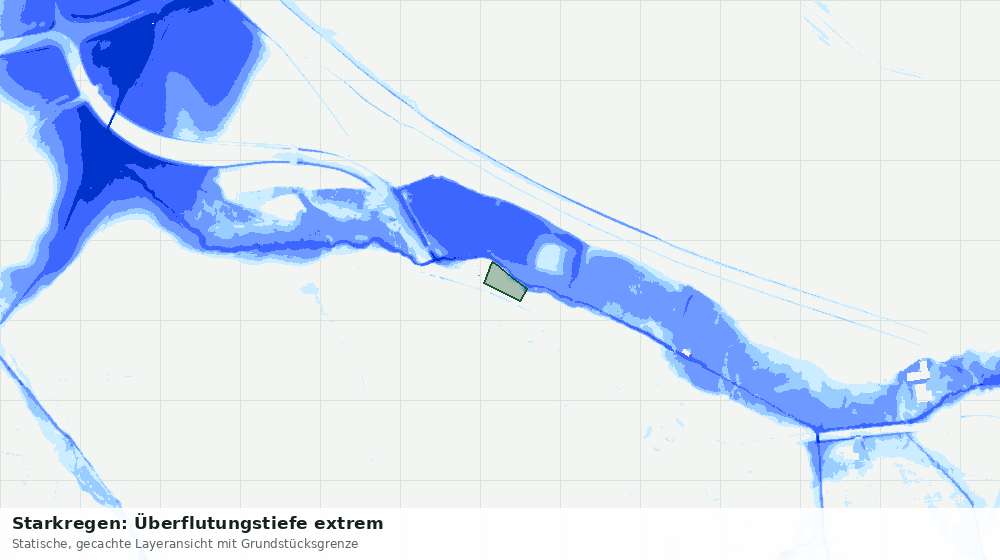 Statische Kartenansicht: Starkregen: Überflutungstiefe extrem