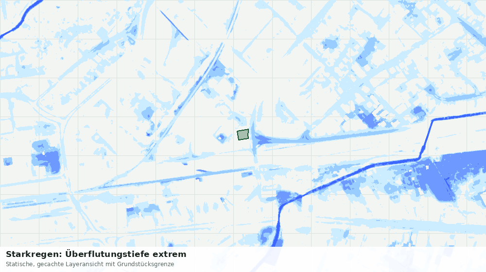Statische Kartenansicht: Starkregen: Überflutungstiefe extrem