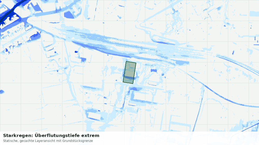 Statische Kartenansicht: Starkregen: Überflutungstiefe extrem