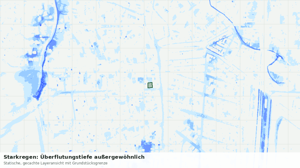 Statische Kartenansicht: Starkregen: Überflutungstiefe außergewöhnlich