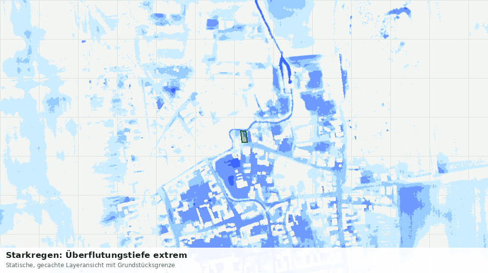 Statische Kartenansicht: Starkregen: Überflutungstiefe extrem