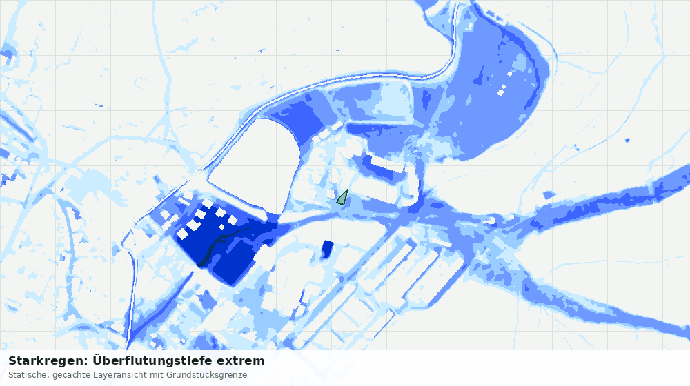Statische Kartenansicht: Starkregen: Überflutungstiefe extrem