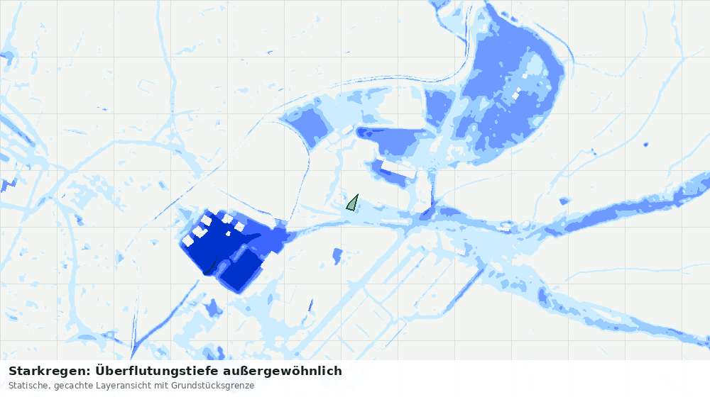Statische Kartenansicht: Starkregen: Überflutungstiefe außergewöhnlich