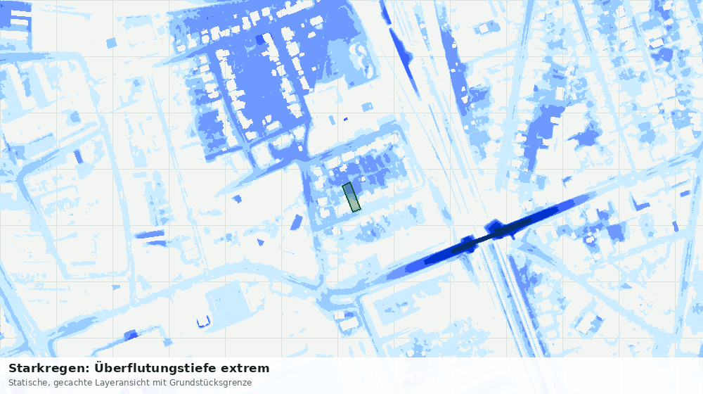 Statische Kartenansicht: Starkregen: Überflutungstiefe extrem