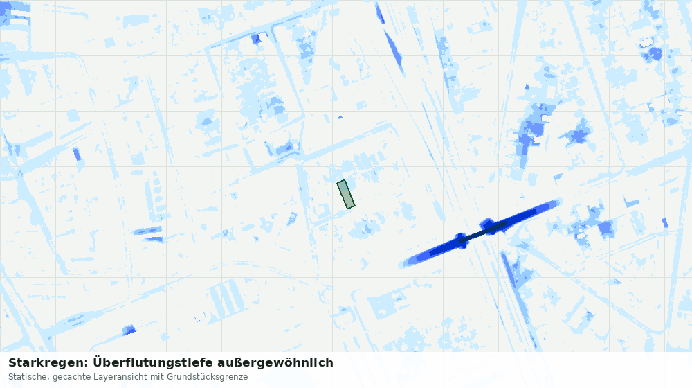 Statische Kartenansicht: Starkregen: Überflutungstiefe außergewöhnlich